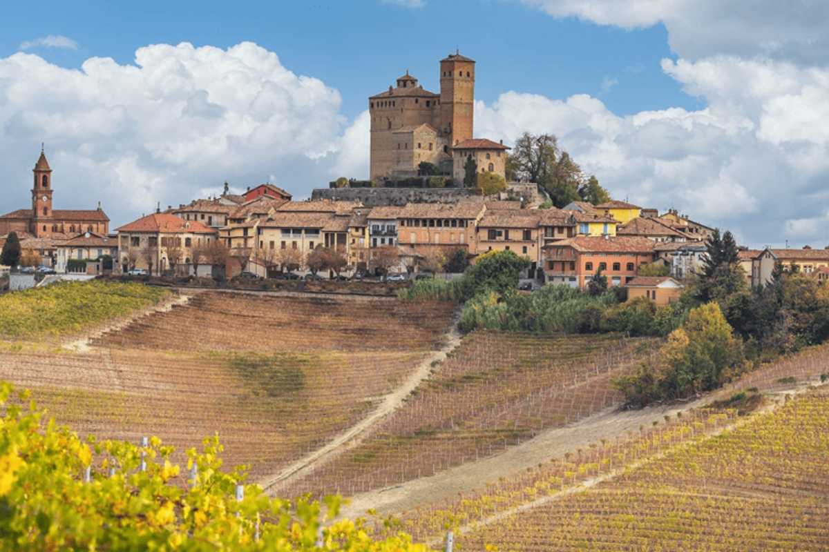 Panorama di Alba, evidenziando i suoi monumenti e la bellezza del paesaggio collinare